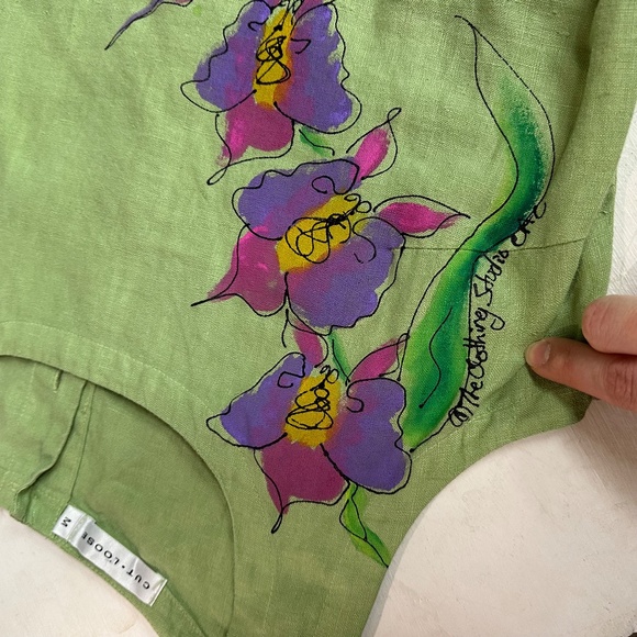 Cut Loose Green Linen Floral Maxi Dress - Picture 7 of 7